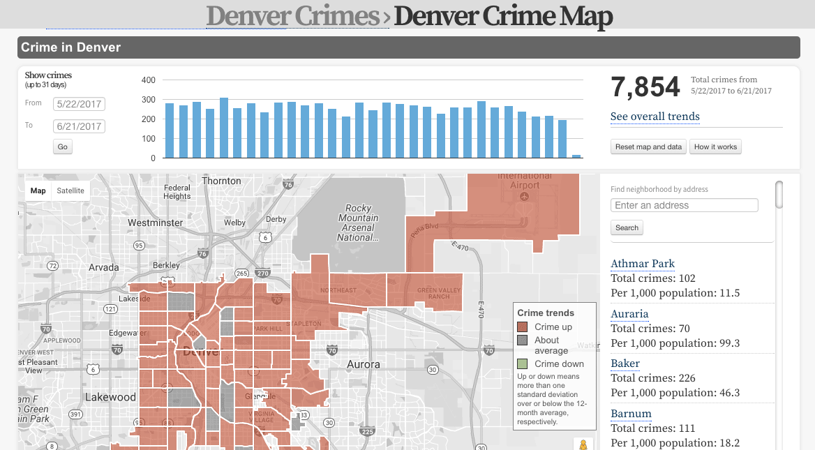 Denver's crime map, by The Denver Post