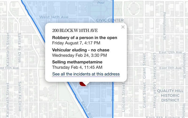 Denver crime map - neighborhood address detail
