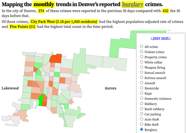 Denver crime trends map